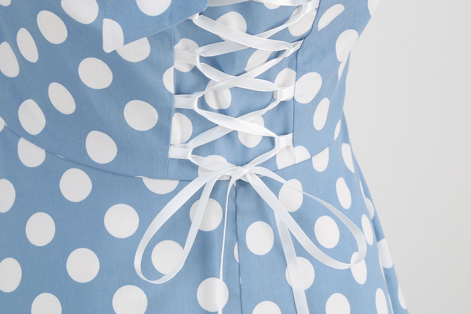 Women Retro Polka Dot Dresses Vintage 1950s Halter Cocktail Prom Dress Blue