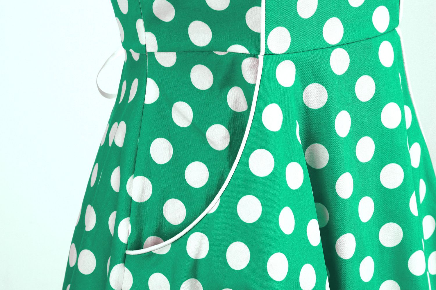 Women Retro Polka Dot Dresses Vintage 1950s Halter Cocktail Prom Dress Green