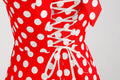 Women Retro Polka Dot Dresses Vintage 1950s Halter Cocktail Prom Dress Red