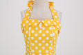 Women Retro Polka Dot Dresses Vintage 1950s Halter Cocktail Prom Dress Yellow