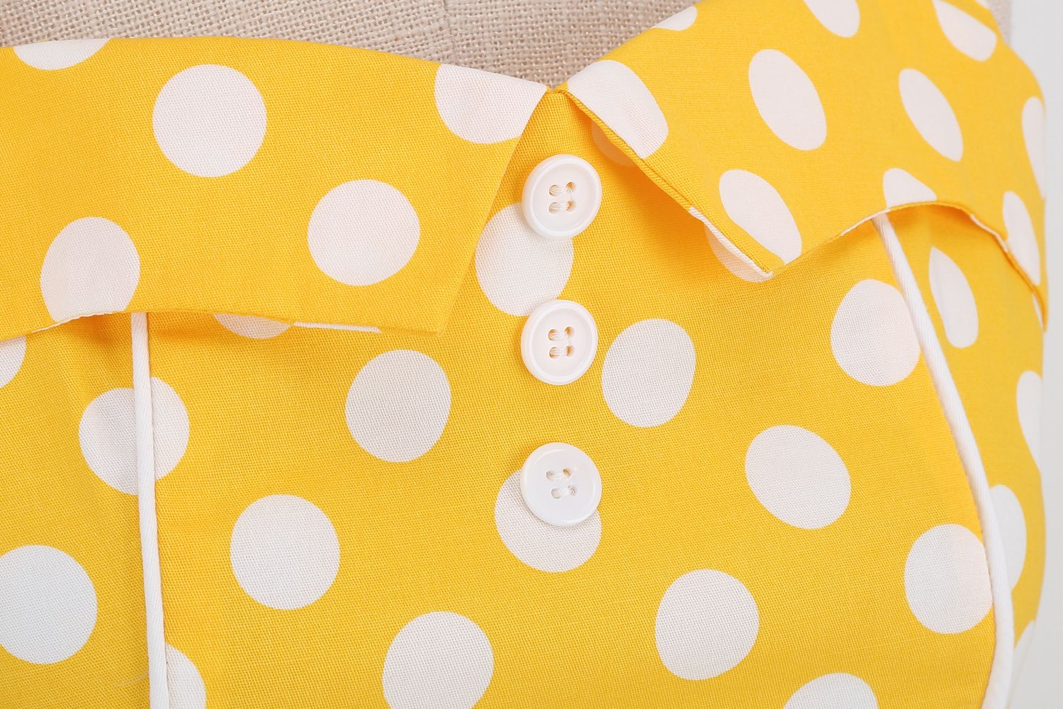 Women Retro Polka Dot Dresses Vintage 1950s Halter Cocktail Prom Dress Yellow