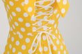 Women Retro Polka Dot Dresses Vintage 1950s Halter Cocktail Prom Dress Yellow