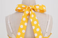 Women Retro Polka Dot Dresses Vintage 1950s Halter Cocktail Prom Dress Yellow