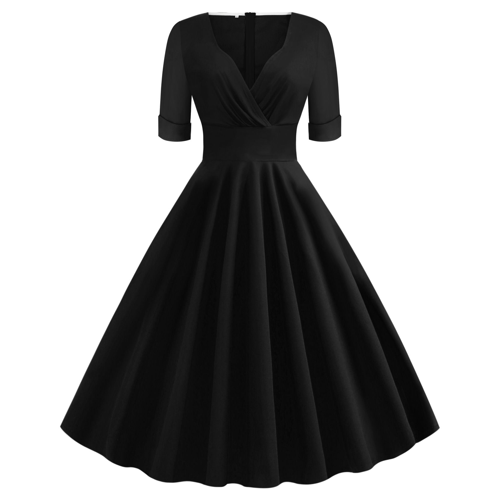 Women Retro Vintage 1950s Vintage Dress Cocktail Swing Party Dress Black