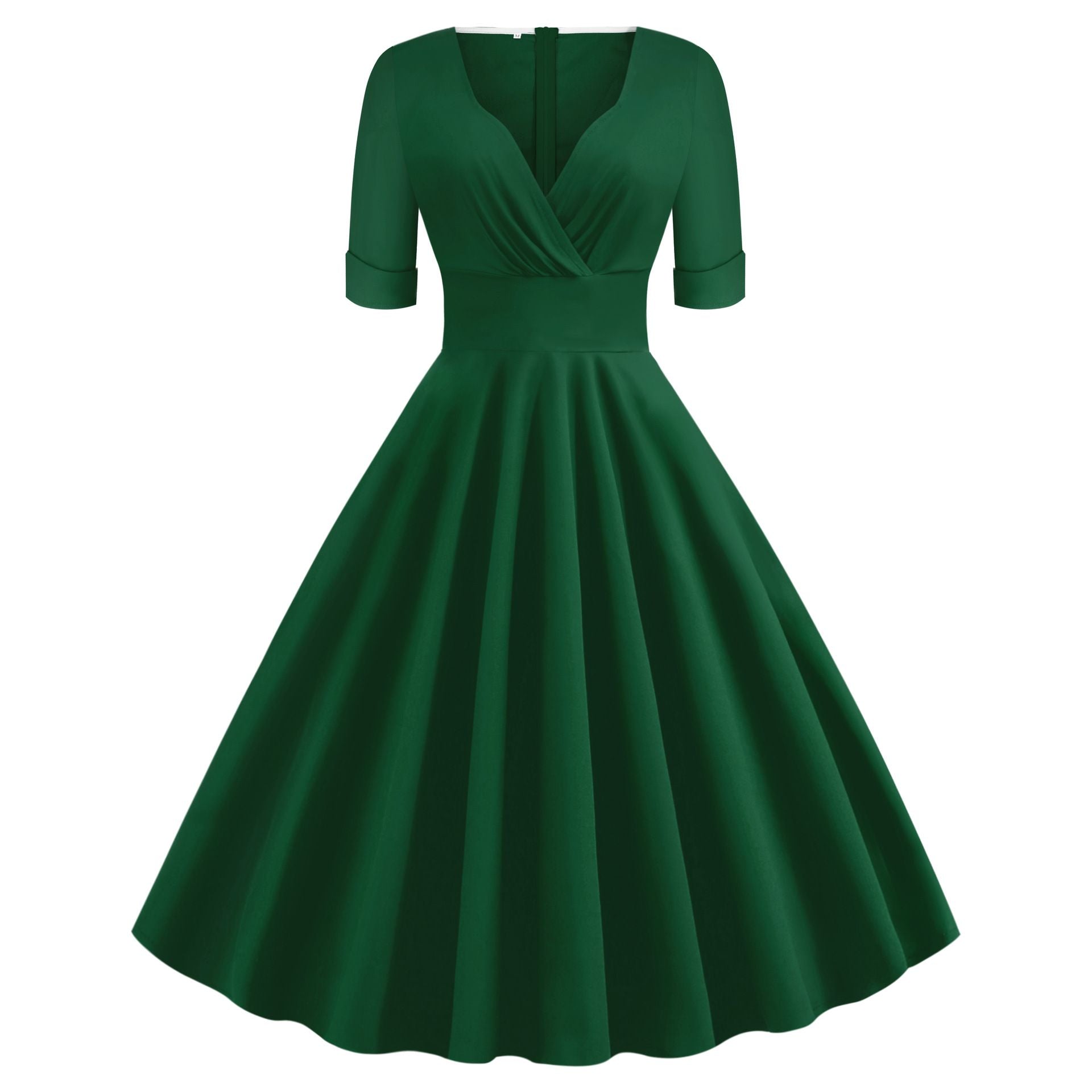 Women Retro Vintage 1950s Vintage Dress Cocktail Swing Party Dress Green