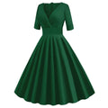 Women Retro Vintage 1950s Vintage Dress Cocktail Swing Party Dress Green