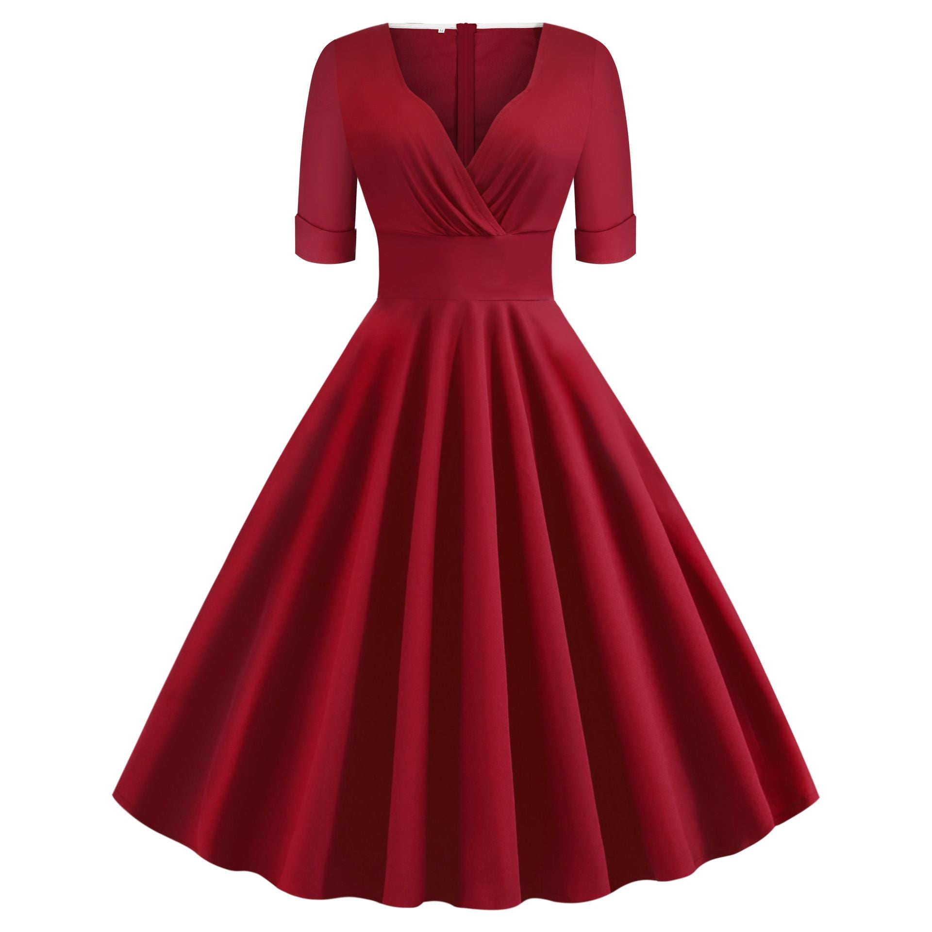 Women Retro Vintage 1950s Vintage Dress Cocktail Swing Party Dress Red