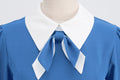 Women Short Sleeve 1950s Retro Vintage Cocktail Party Swing A-Line Work Dress Blue