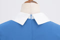 Women Short Sleeve 1950s Retro Vintage Cocktail Party Swing A-Line Work Dress Blue