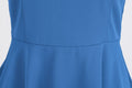 Women Short Sleeve 1950s Retro Vintage Cocktail Party Swing A-Line Work Dress Blue