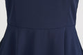 Women Short Sleeve 1950s Retro Vintage Cocktail Party Swing A-Line Work Dress Navy