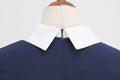 Women Short Sleeve 1950s Retro Vintage Cocktail Party Swing A-Line Work Dress Navy