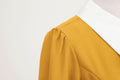 Women Short Sleeve 1950s Retro Vintage Cocktail Party Swing A-Line Work Dress Yellow