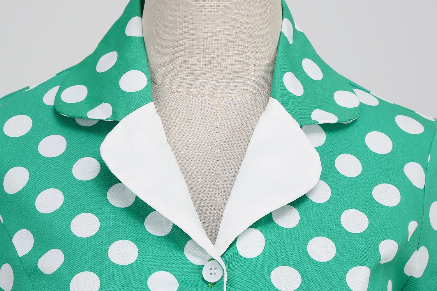 Women V-Neck Cocktail Swing Dress 50s Button Up Rockabilly Prom Dress Green