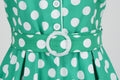 Women V-Neck Cocktail Swing Dress 50s Button Up Rockabilly Prom Dress Green