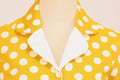 Women V-Neck Cocktail Swing Dress 50s Button Up Rockabilly Prom Dress Green Yellow