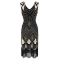 Women Vintage 1920s Glamour Beaded Fringed Gatsby Party Flapper Dress Gold