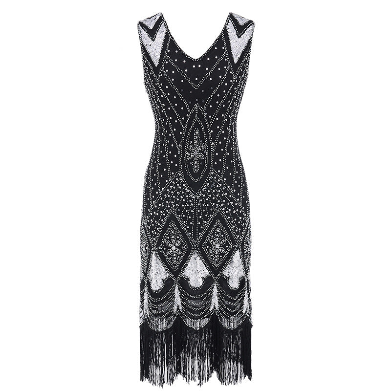 Women Vintage 1920s Glamour Beaded Fringed Gatsby Party Flapper Dress Red