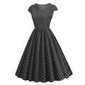 Women Vintage 1950s 1980s Pink Retro Rockabilly Prom Swing Dresses Cap-Sleeve Black