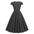 Women Vintage 1950s 1980s Pink Retro Rockabilly Prom Swing Dresses Cap-Sleeve Black