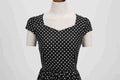 Women Vintage 1950s 1980s Pink Retro Rockabilly Prom Swing Dresses Cap-Sleeve Black