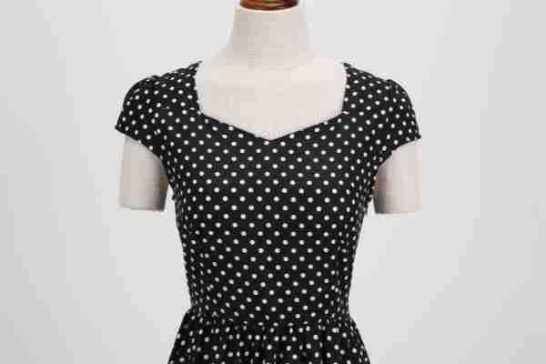 Women Vintage 1950s 1980s Pink Retro Rockabilly Prom Swing Dresses Cap-Sleeve Black