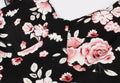 Women Vintage 1950s Cocktail Party Swing Dresses with Ruffle Cap Sleeves V Neck Floral Print Dress Black