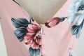 Women Vintage 1950s Cocktail Party Swing Dresses with Ruffle Cap Sleeves V Neck Floral Print Dress Pink