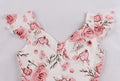 Women Vintage 1950s Cocktail Party Swing Dresses with Ruffle Cap Sleeves V Neck Floral Print Dress White