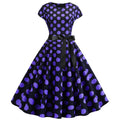 Women Vintage 1950s Retro Polka Dot Print Evening Party Prom Swing Dress Black