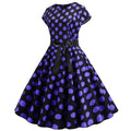 Women Vintage 1950s Retro Polka Dot Print Evening Party Prom Swing Dress Black
