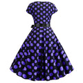 Women Vintage 1950s Retro Polka Dot Print Evening Party Prom Swing Dress Black