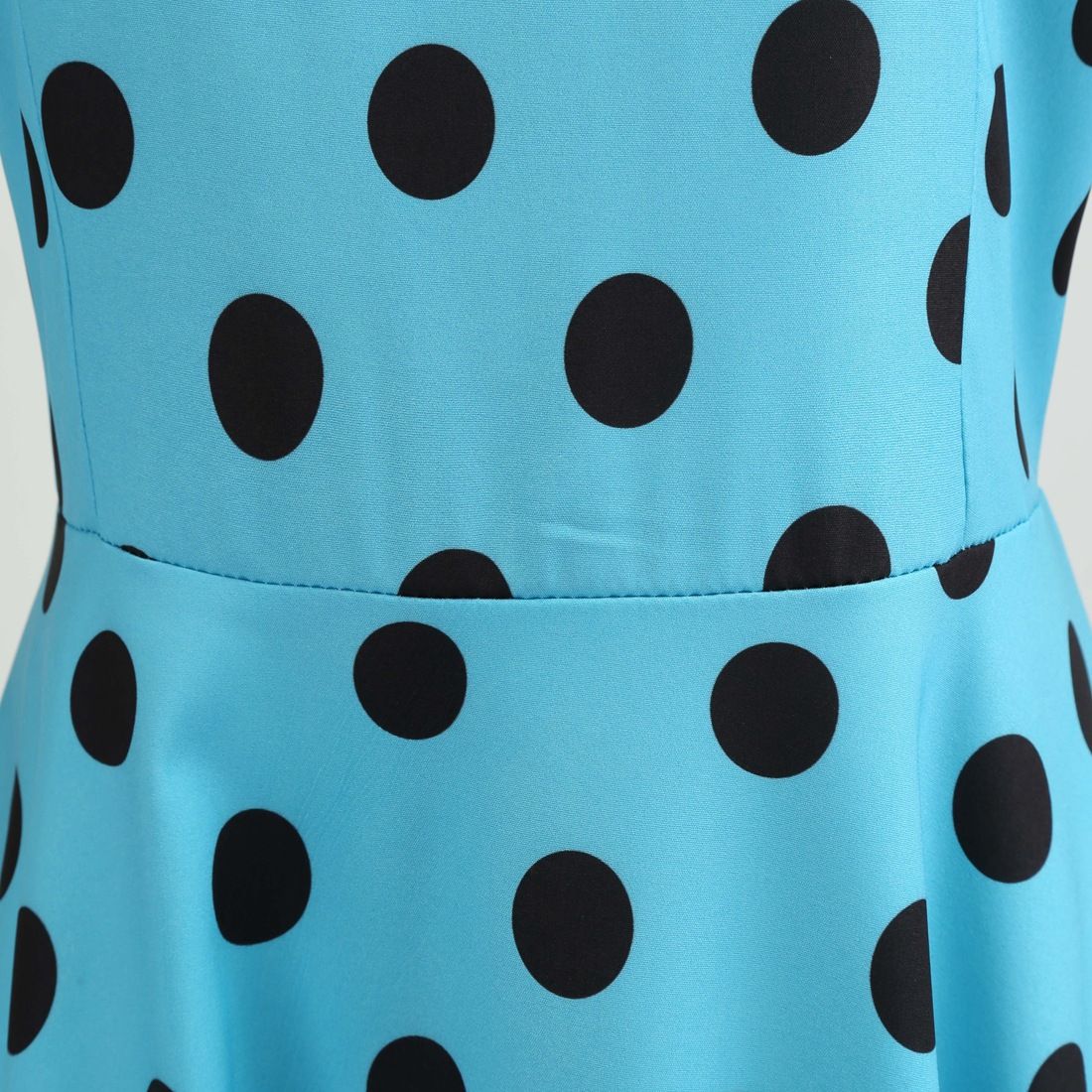Women Vintage 1950s Retro Polka Dot Print Evening Party Prom Swing Dress Blue