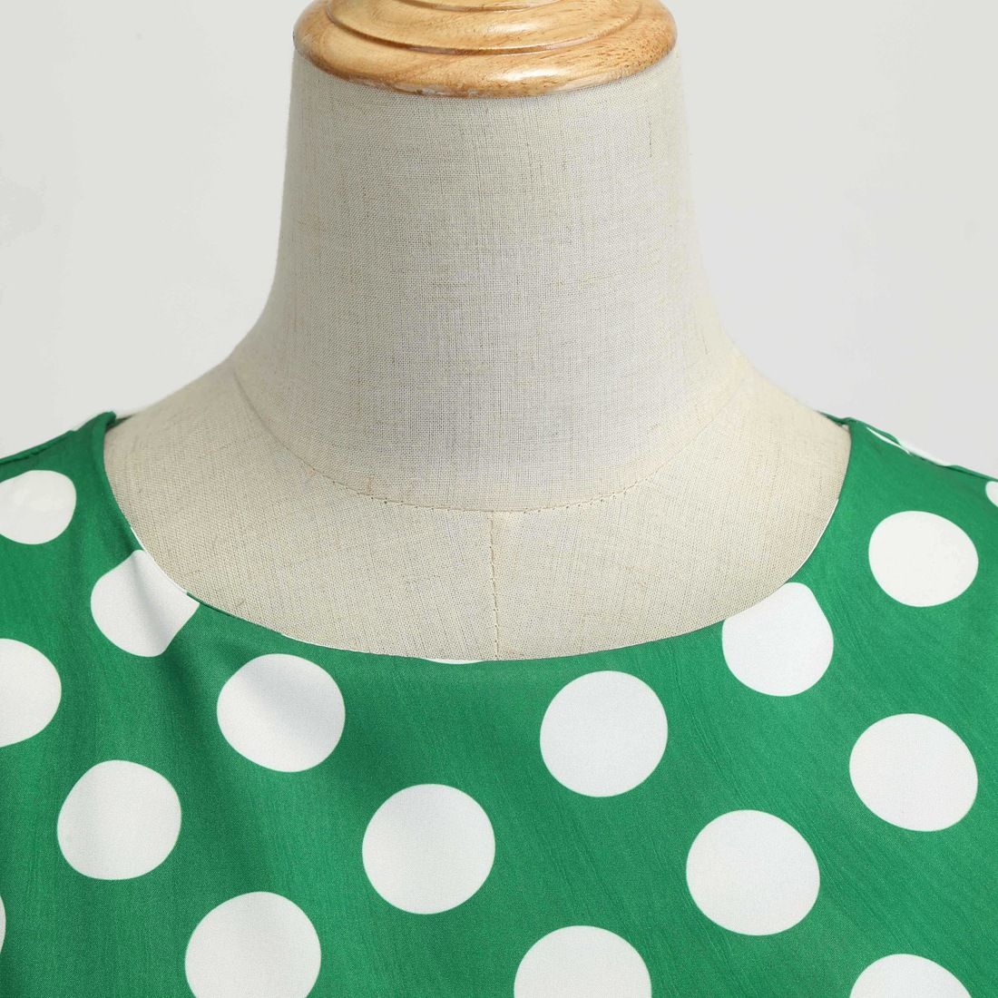 Women Vintage 1950s Retro Polka Dot Print Evening Party Prom Swing Dress Green