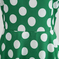 Women Vintage 1950s Retro Polka Dot Print Evening Party Prom Swing Dress Green