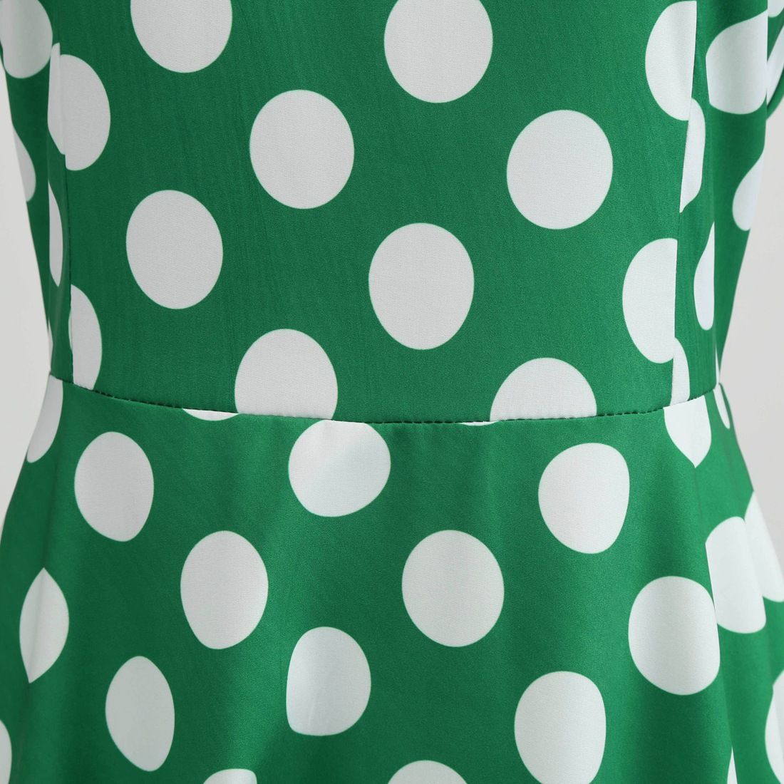 Women Vintage 1950s Retro Polka Dot Print Evening Party Prom Swing Dress Green