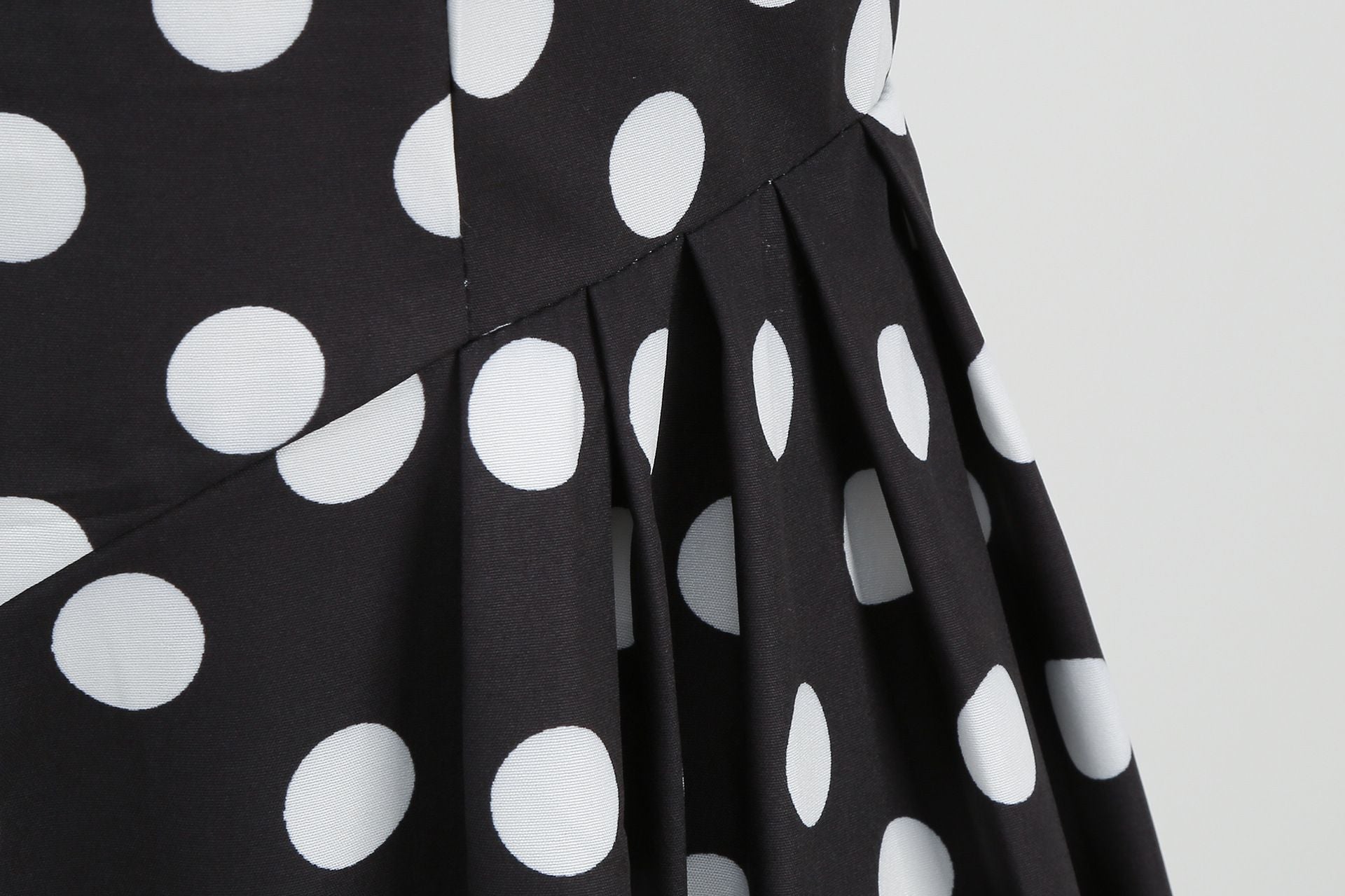 Women Vintage 50s 1950s Dress Square Neck A-line Polka Dot Swing Dresses Black