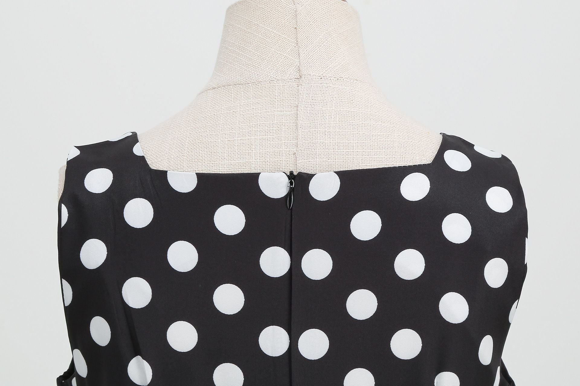 Women Vintage 50s 1950s Dress Square Neck A-line Polka Dot Swing Dresses Black