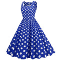 Women Vintage 50s 1950s Dress Square Neck A-line Polka Dot Swing Dresses Blue