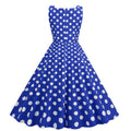 Women Vintage 50s 1950s Dress Square Neck A-line Polka Dot Swing Dresses Blue