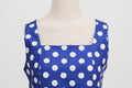 Women Vintage 50s 1950s Dress Square Neck A-line Polka Dot Swing Dresses Blue