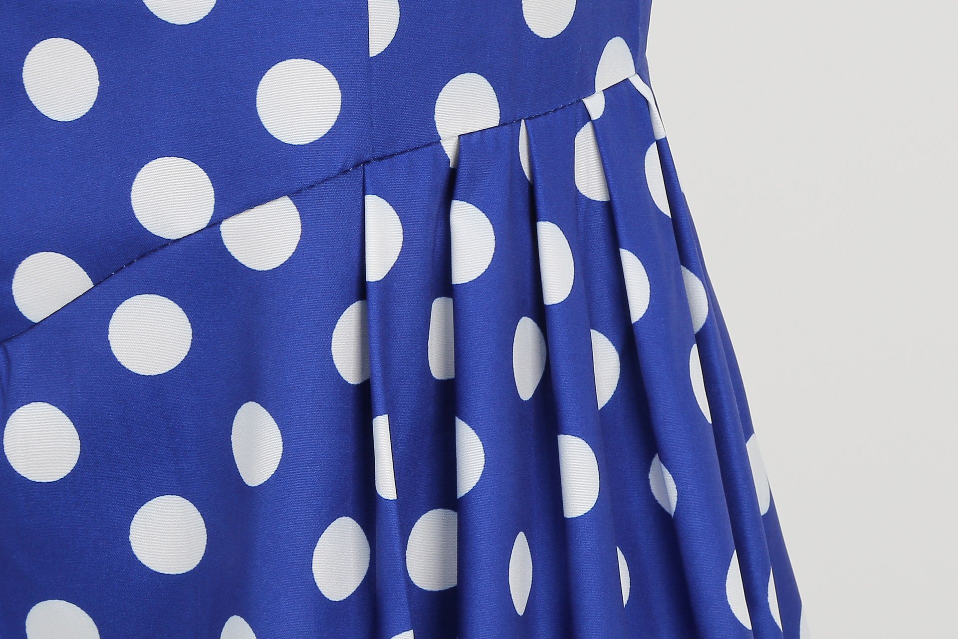 Women Vintage 50s 1950s Dress Square Neck A-line Polka Dot Swing Dresses Blue