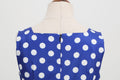 Women Vintage 50s 1950s Dress Square Neck A-line Polka Dot Swing Dresses Blue