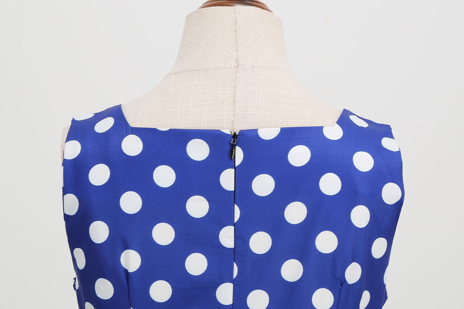 Women Vintage 50s 1950s Dress Square Neck A-line Polka Dot Swing Dresses Blue