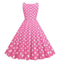 Women Vintage 50s 1950s Dress Square Neck A-line Polka Dot Swing Dresses Pink