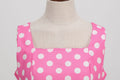Women Vintage 50s 1950s Dress Square Neck A-line Polka Dot Swing Dresses Pink