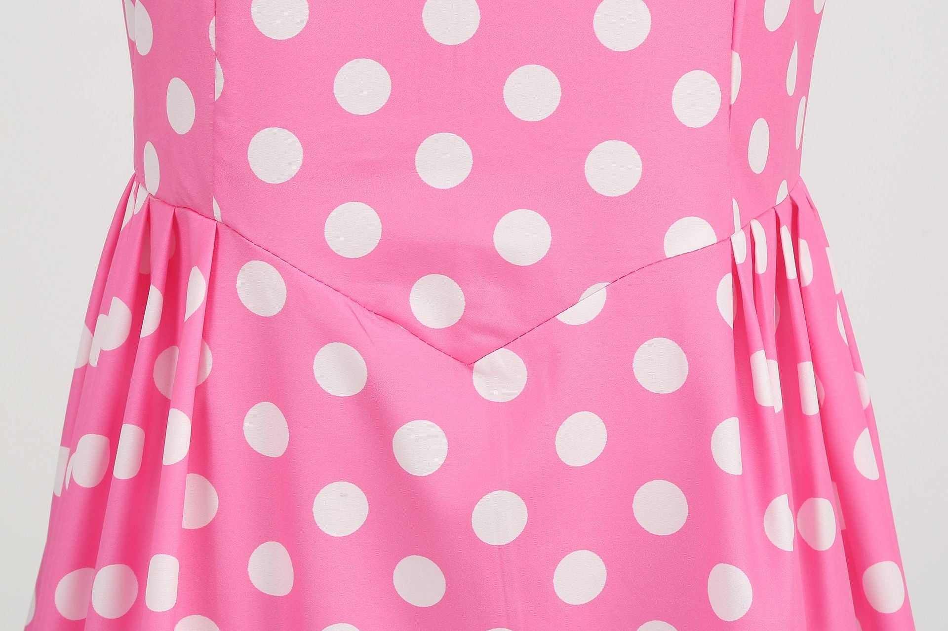 Women Vintage 50s 1950s Dress Square Neck A-line Polka Dot Swing Dresses Pink