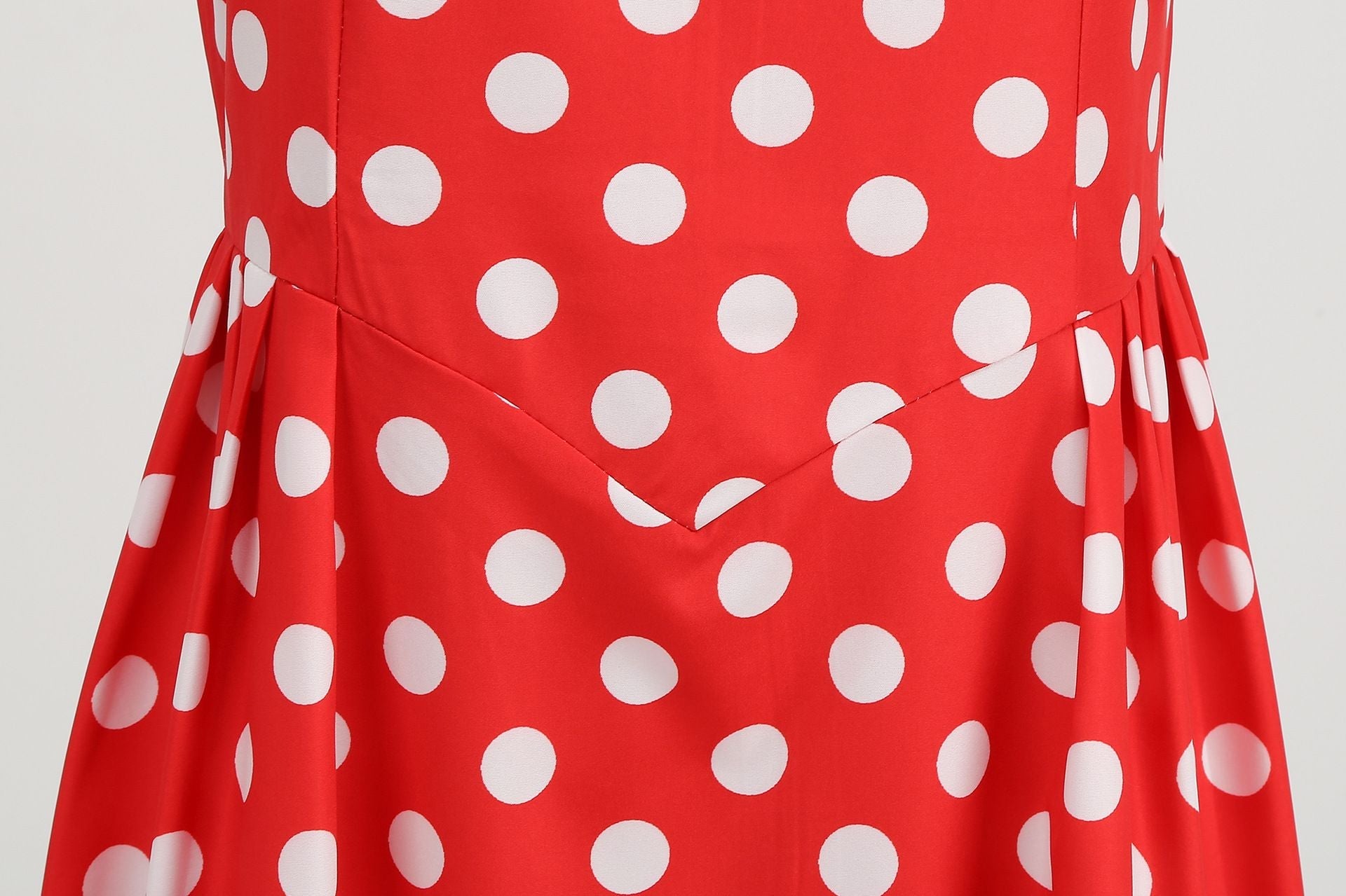 Women Vintage 50s 1950s Dress Square Neck A-line Polka Dot Swing Dresses Red