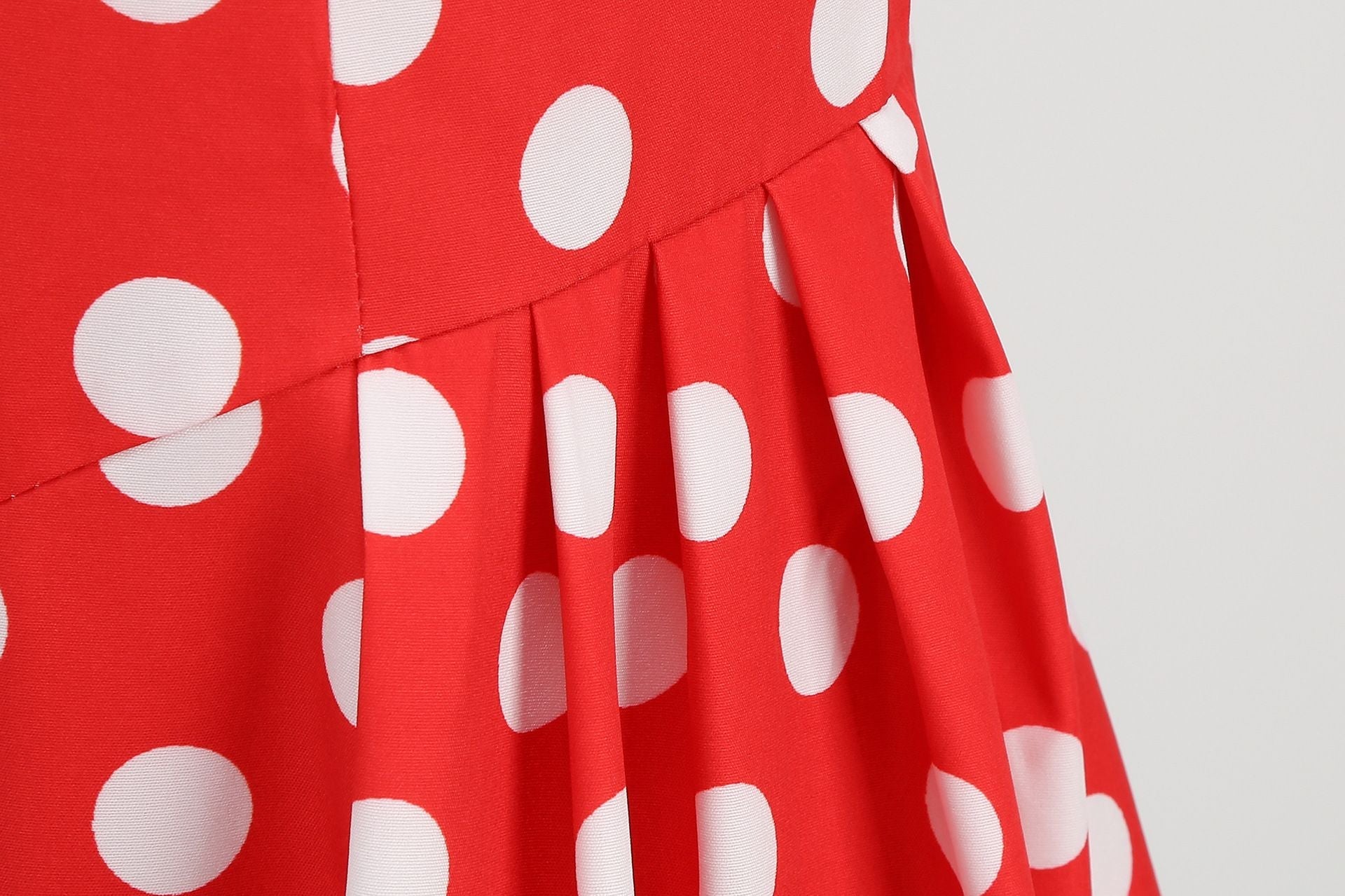 Women Vintage 50s 1950s Dress Square Neck A-line Polka Dot Swing Dresses Red