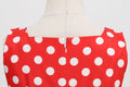 Women Vintage 50s 1950s Dress Square Neck A-line Polka Dot Swing Dresses Red